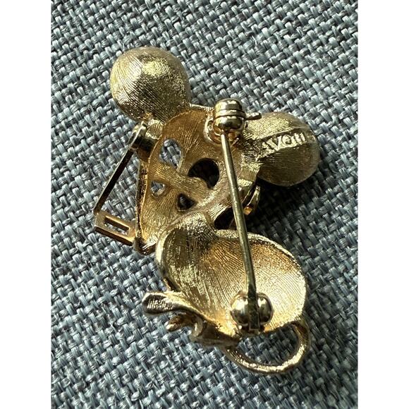 Vintage Avon Mouse Brooch Articulated Moving Glasses Amber Rhinestone Eyes Pin - Picture 3 of 5